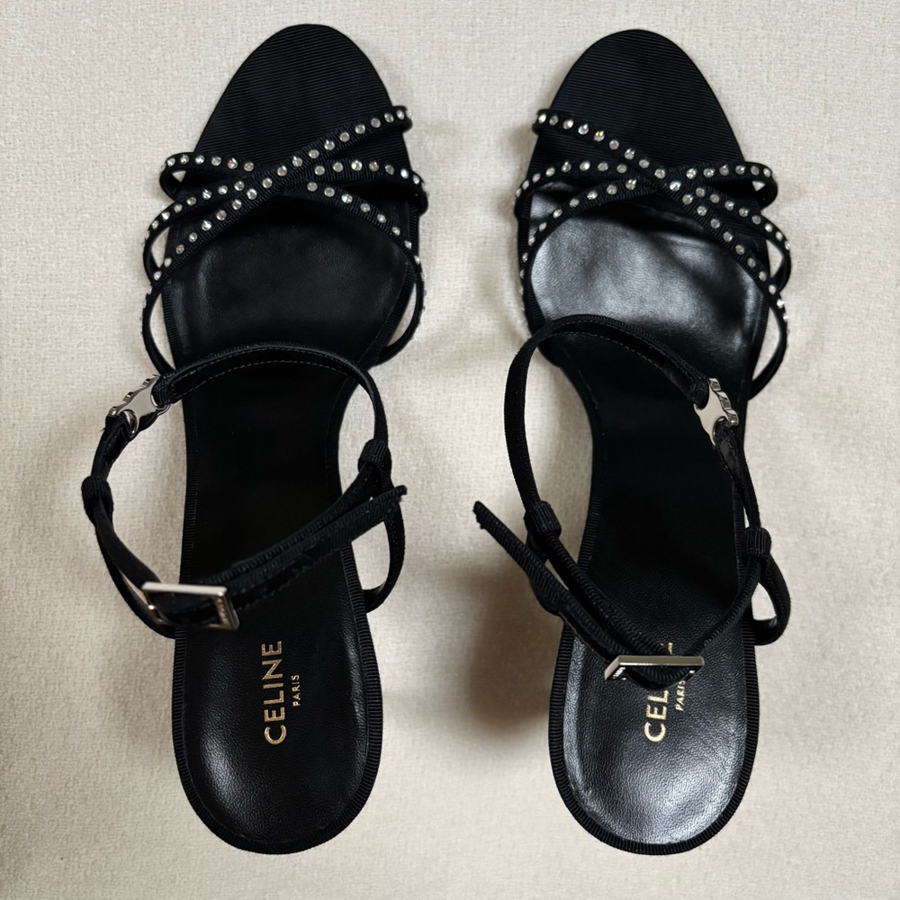 CELINE Soir Sandals in Grosgrain and Strass Crystals - Picture 2 of 16